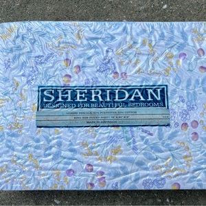 Sheridan King Size Fitted Sheet Vintage Floral White Sanctuary Made Australia
